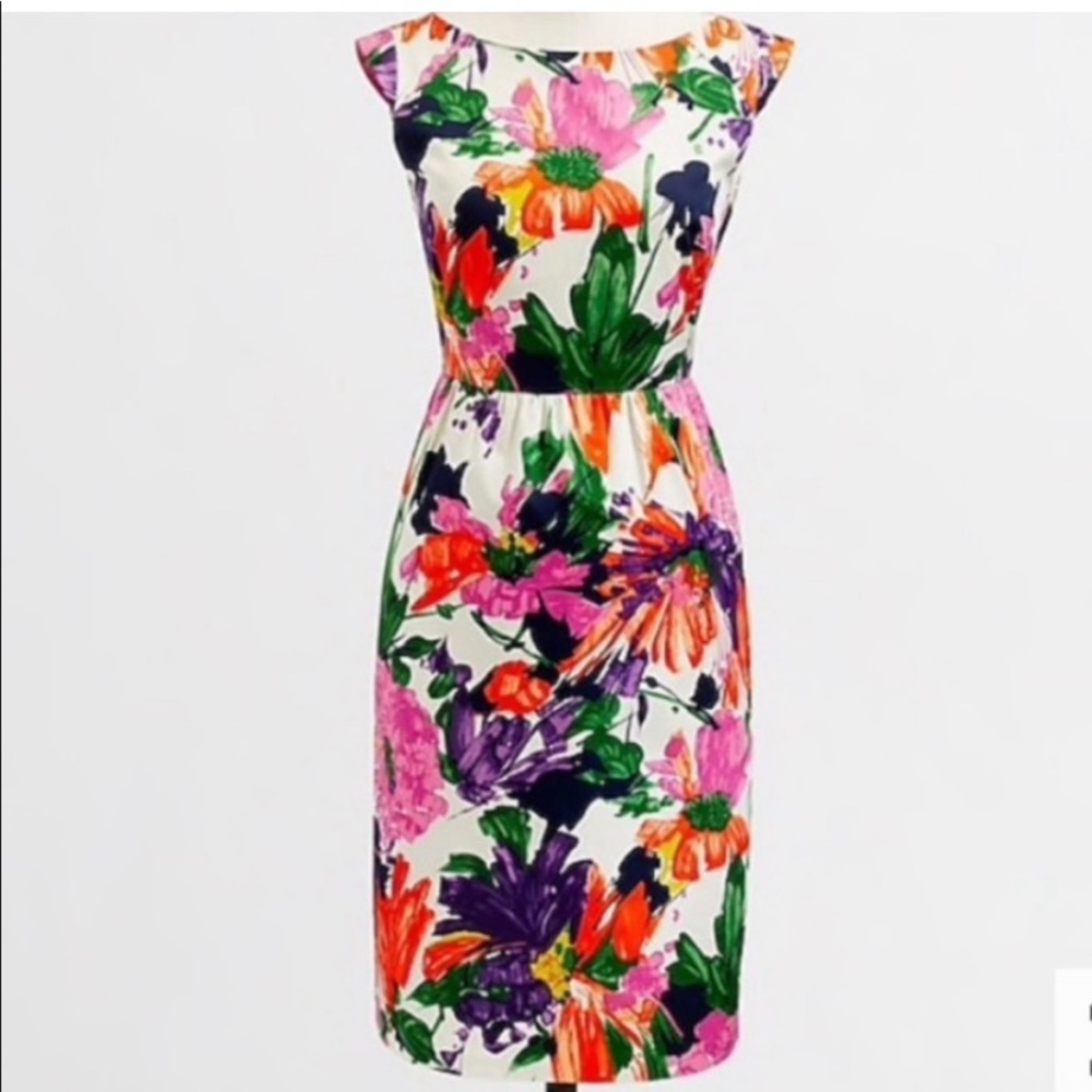 J.Crew Factory Colorful Floral Sheath Dress Size 8